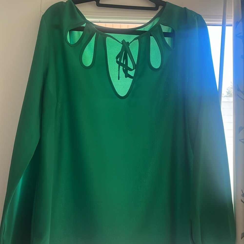 Bright green cutout top